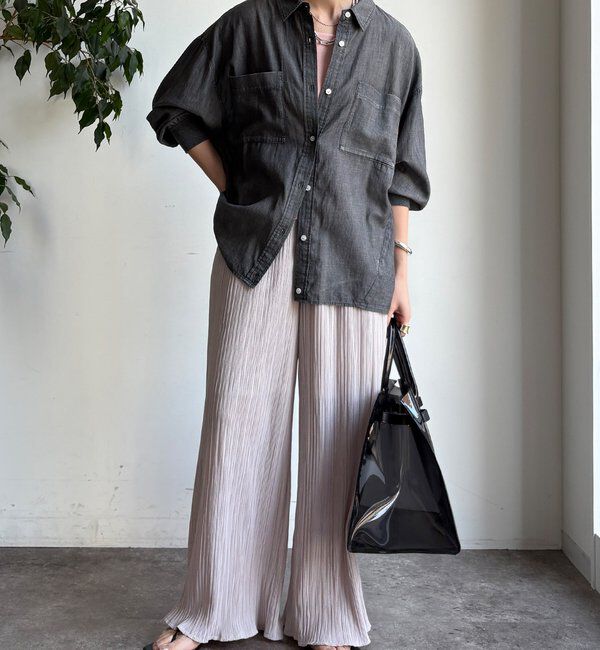  「【WEB限定】ランダムリブワイドパンツ」|チノ|