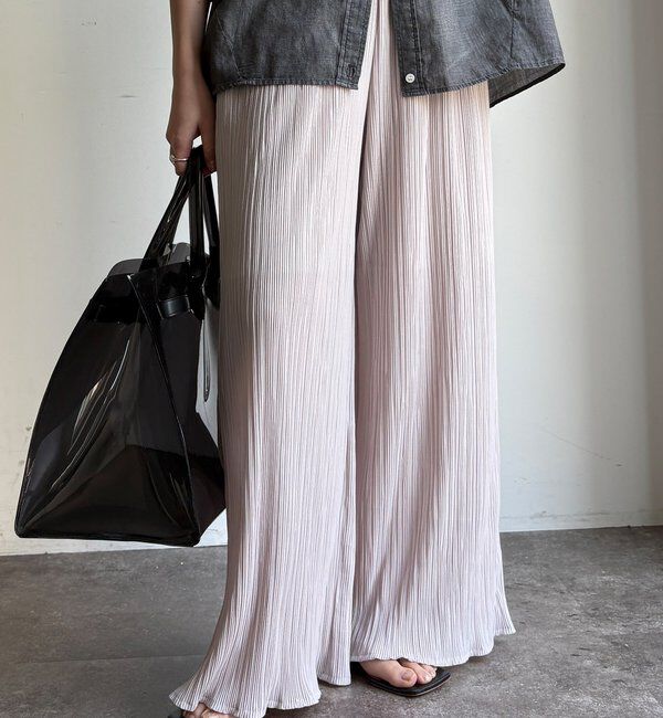  「【WEB限定】ランダムリブワイドパンツ」|チノ|