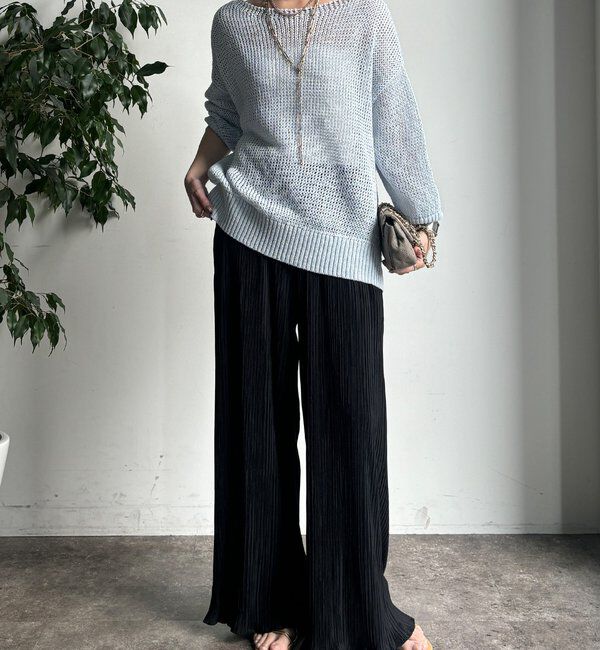  「【WEB限定】ランダムリブワイドパンツ」|チノ|