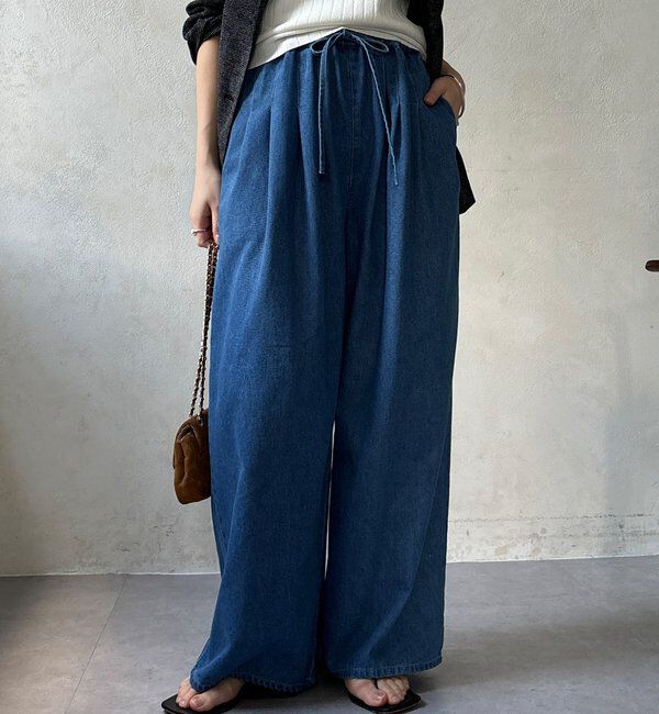  「【インフルエンサーOKOCHI企画】デニムタックイージーパンツ」|チノ|