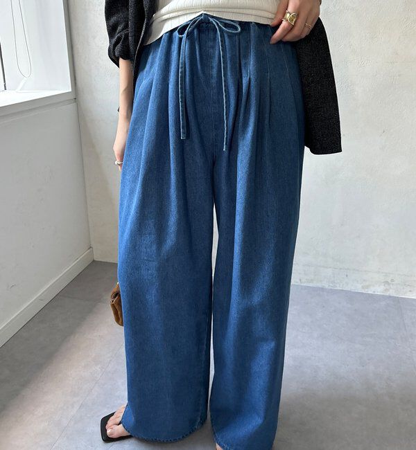  「【インフルエンサーOKOCHI企画】デニムタックイージーパンツ」|チノ|