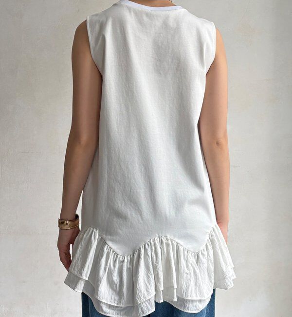  「異素材フリルチュニック」|Tシャツ・カットソー|