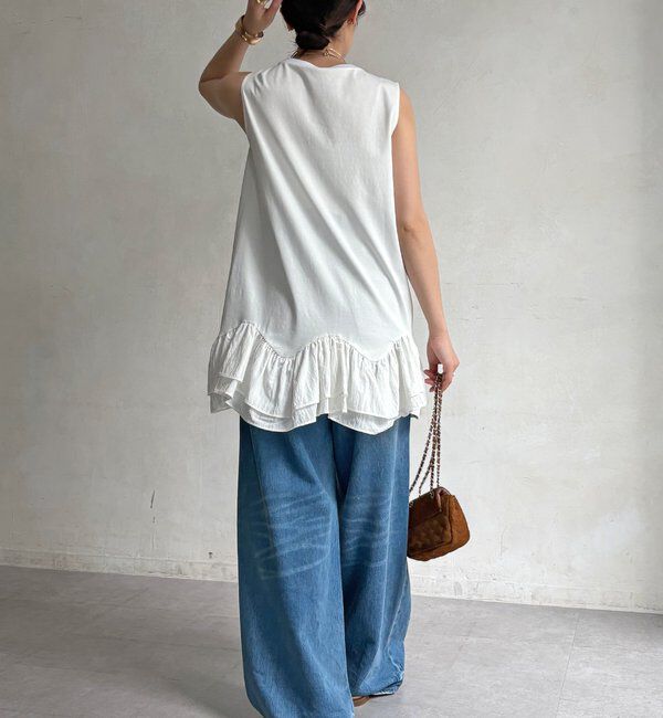  「異素材フリルチュニック」|Tシャツ・カットソー|