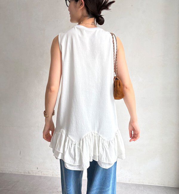  「異素材フリルチュニック」|Tシャツ・カットソー|