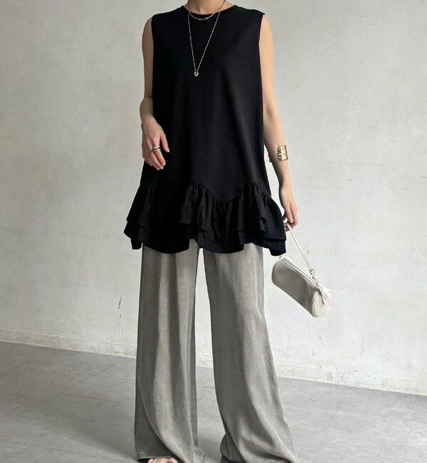  「異素材フリルチュニック」|Tシャツ・カットソー|