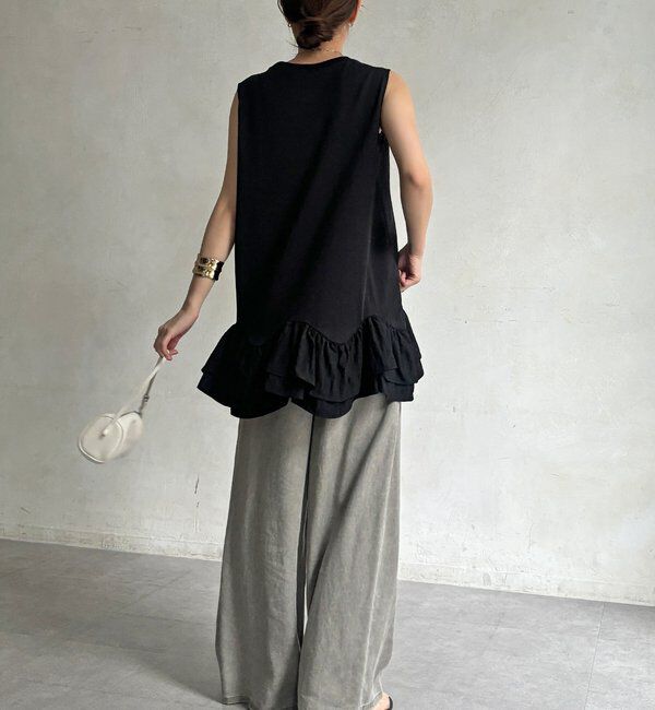  「異素材フリルチュニック」|Tシャツ・カットソー|