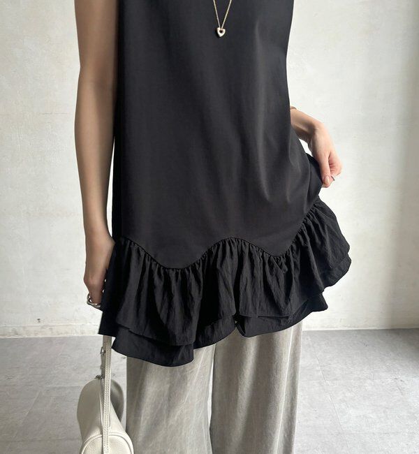  「異素材フリルチュニック」|Tシャツ・カットソー|