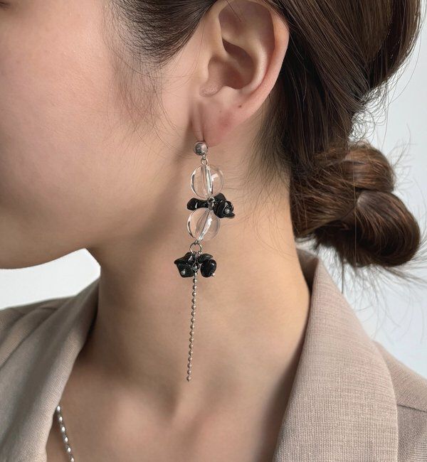  「ナチュラルストーンクリアピアス」|ピアス|シルバー