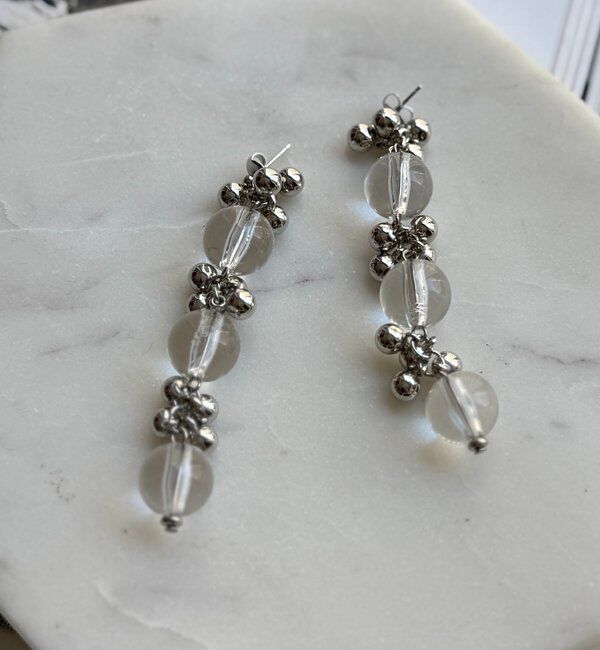  「3連クリアロングピアス」|ピアス|