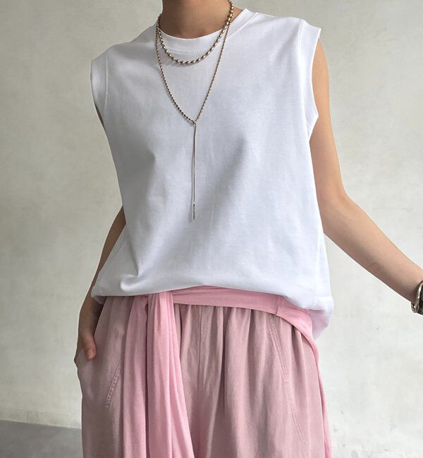  「裾切替ノーリスリーブプルオーバー」|Tシャツ・カットソー|