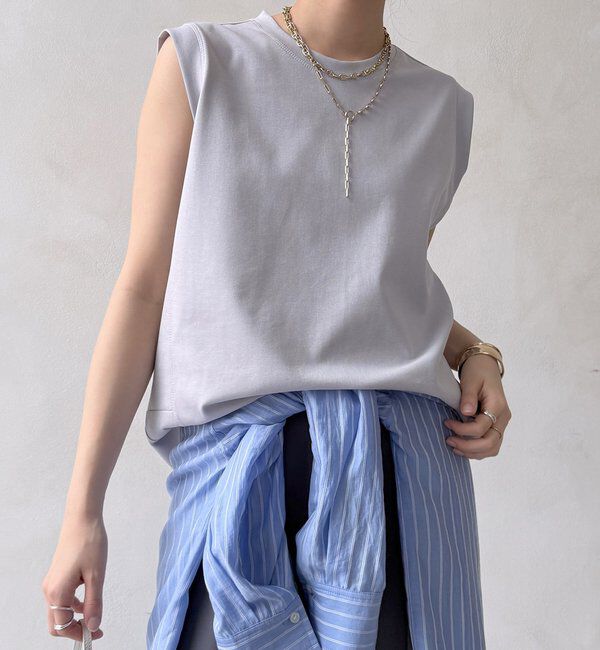  「裾切替ノーリスリーブプルオーバー」|Tシャツ・カットソー|