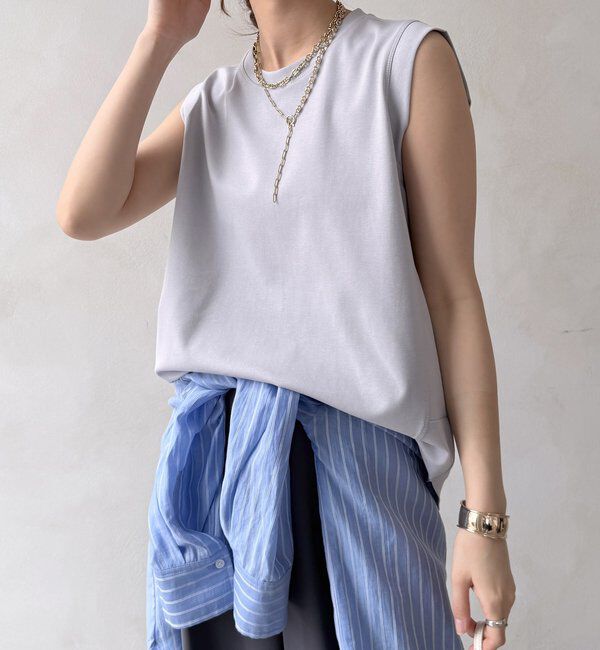  「裾切替ノーリスリーブプルオーバー」|Tシャツ・カットソー|