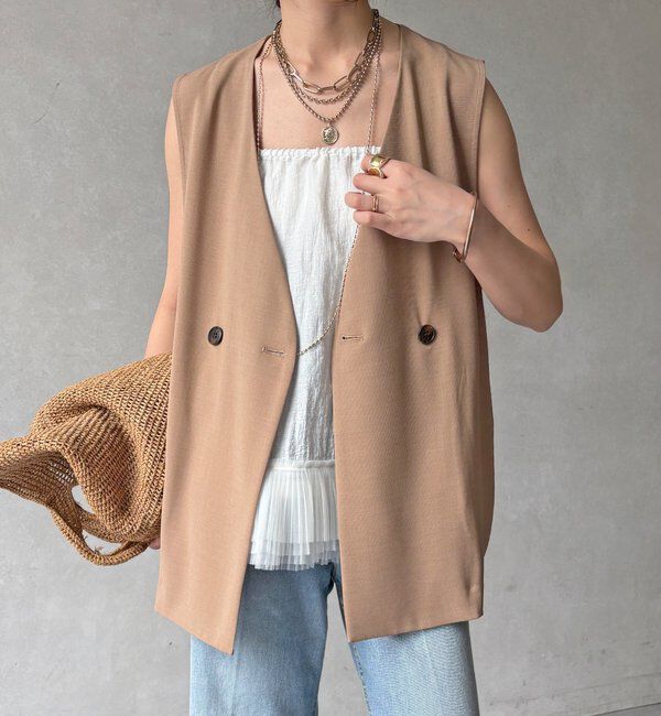  「【WEB限定】接触冷感ベスト」|ベスト・ジレ|ベージュ