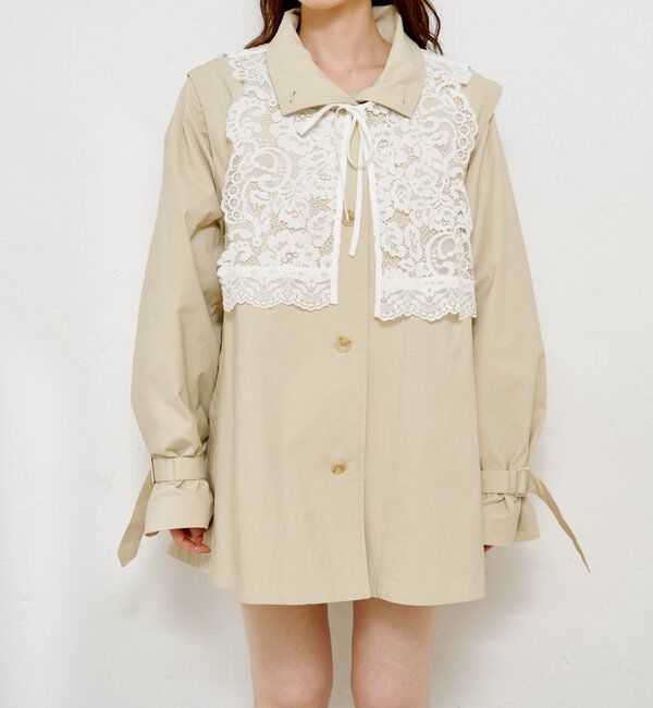  「レース付きフレアトレンチコート」|トレンチコート|