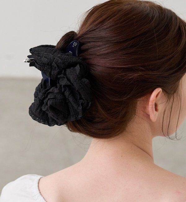  「【fiw.】フリルレースシュシュ」|その他|ブラック