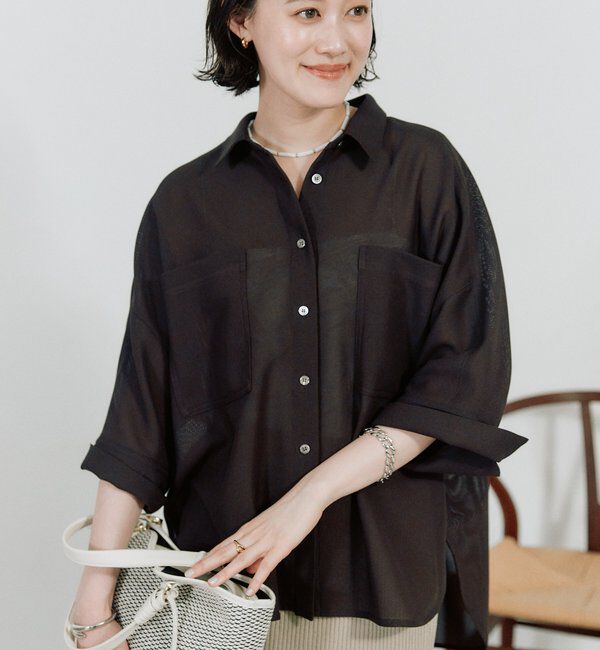  「予約【上品な透け感】メッシュドルマンシャツ」|シャツ・ブラウス|