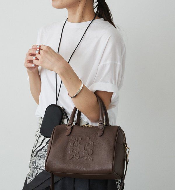  「《composition》レザー2WAYミニボストンバッグ」|ボストンバッグ|ダークブラウン