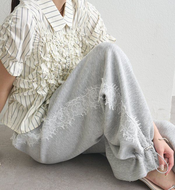  「裾ドロストスウェットパンツ」|チノ|