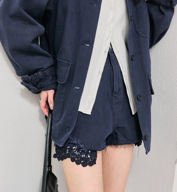  「レースポケットショートパンツ」|デニム|