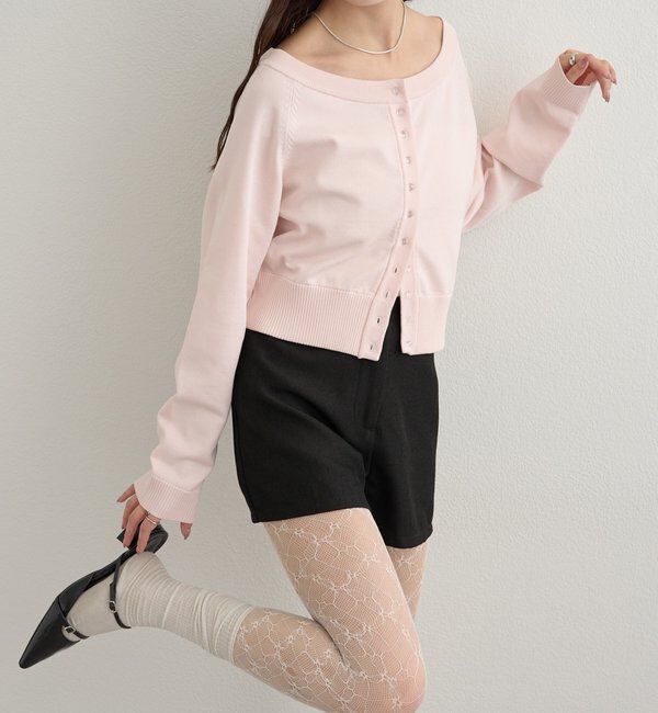  「ワイドネッククリアボタンカーディガン」|カーディガン|