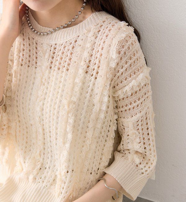  「フリルライン半袖ニット」|ニット・セーター|