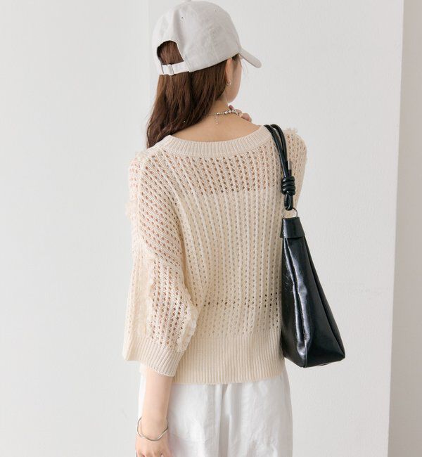  「フリルライン半袖ニット」|ニット・セーター|