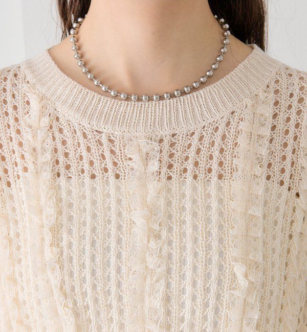  「フリルライン半袖ニット」|ニット・セーター|