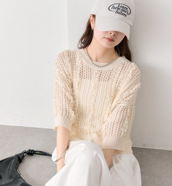  「フリルライン半袖ニット」|ニット・セーター|