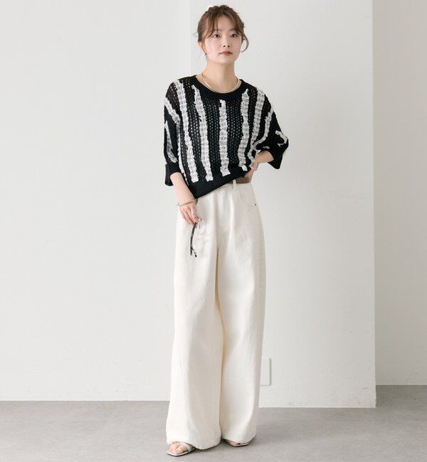  「フリルライン半袖ニット」|ニット・セーター|