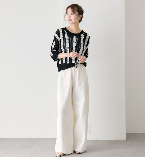  「フリルライン半袖ニット」|ニット・セーター|