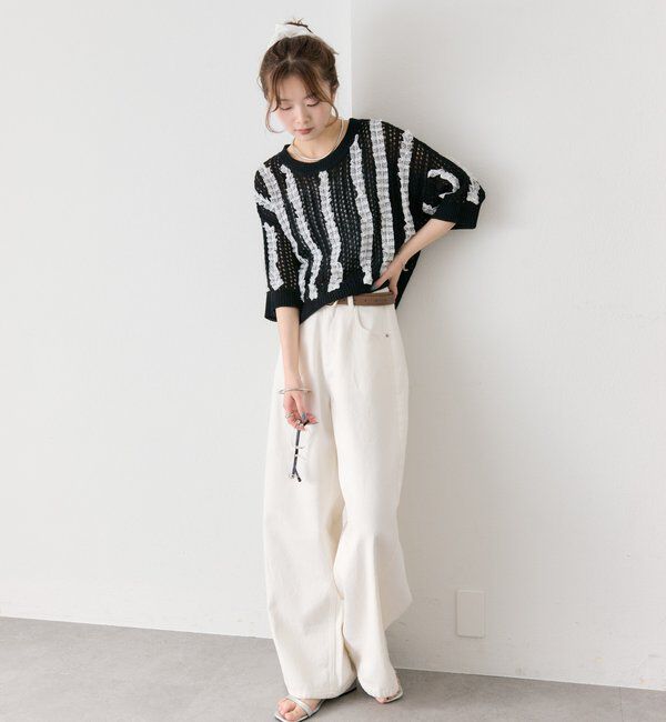  「フリルライン半袖ニット」|ニット・セーター|