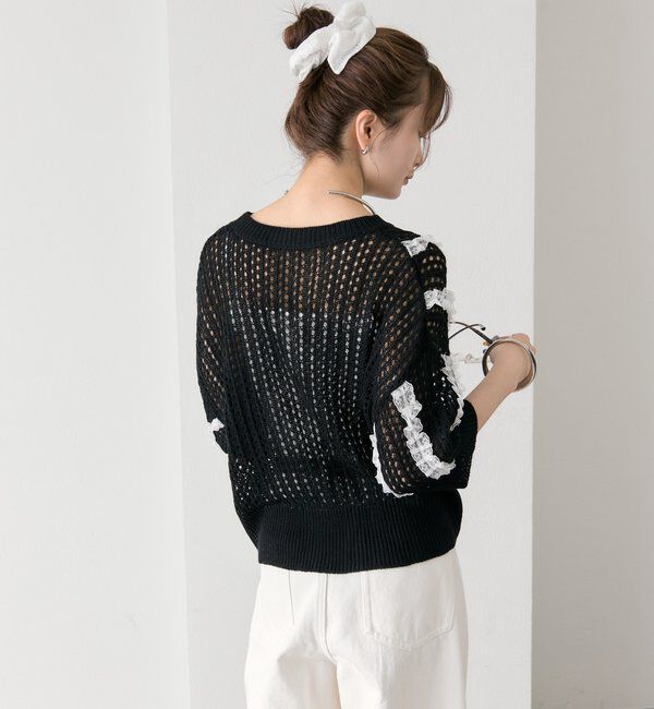  「フリルライン半袖ニット」|ニット・セーター|