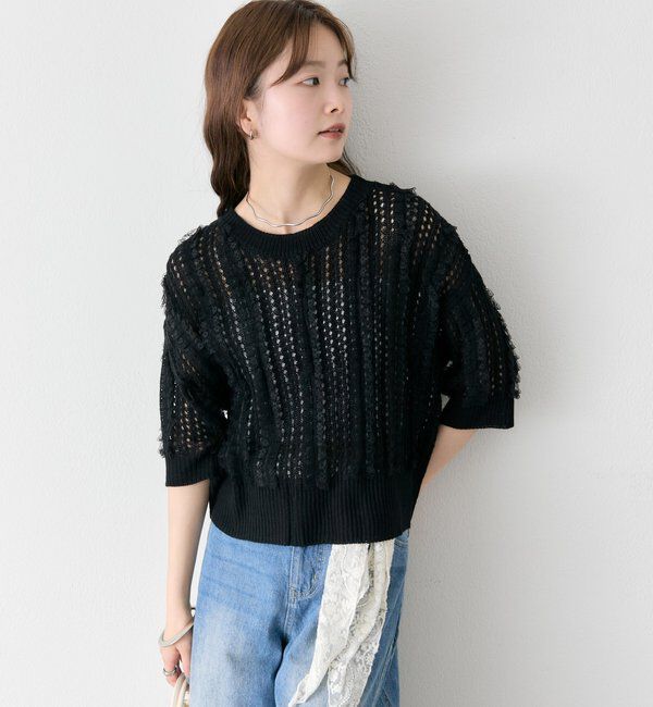  「フリルライン半袖ニット」|ニット・セーター|