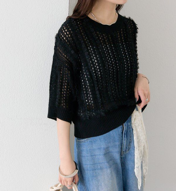  「フリルライン半袖ニット」|ニット・セーター|