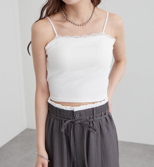  「パット付きフリルレースショートキャミソール」|キャミソール|