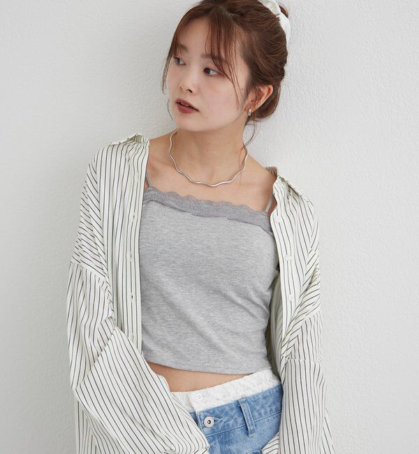  「パット付きフリルレースショートキャミソール」|キャミソール|