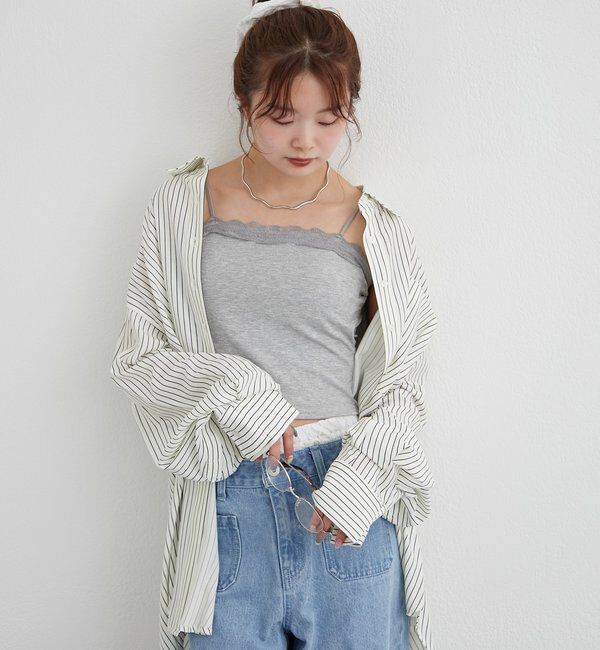  「パット付きフリルレースショートキャミソール」|キャミソール|