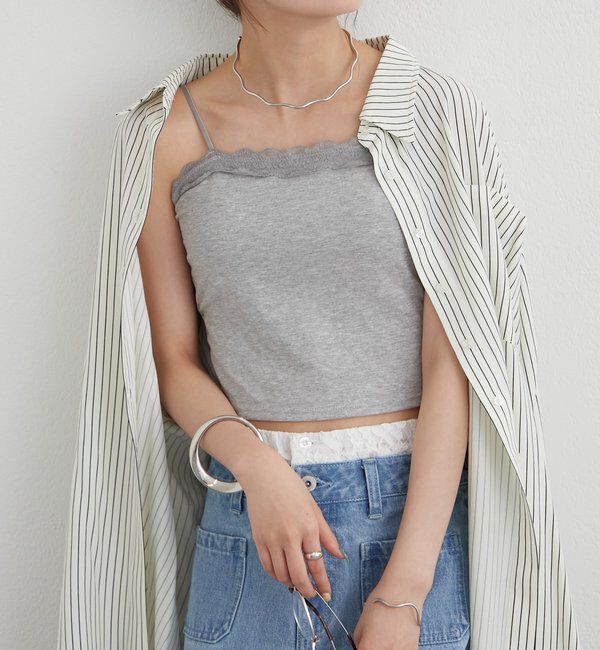  「パット付きフリルレースショートキャミソール」|キャミソール|