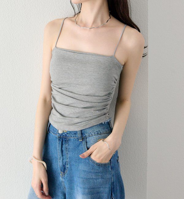  「パット付きサイドギャザーキャミソール」|キャミソール|