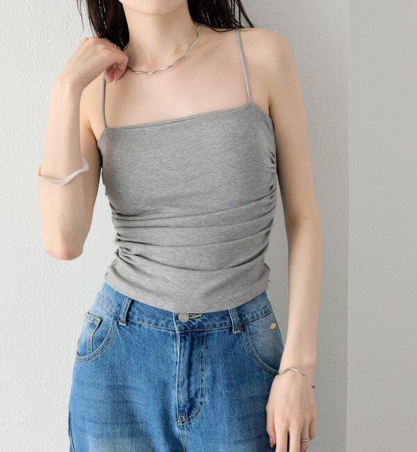  「パット付きサイドギャザーキャミソール」|キャミソール|