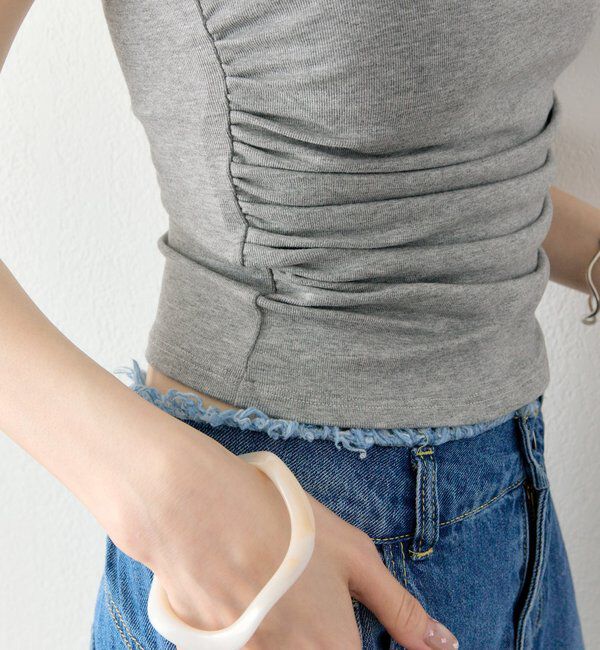  「パット付きサイドギャザーキャミソール」|キャミソール|