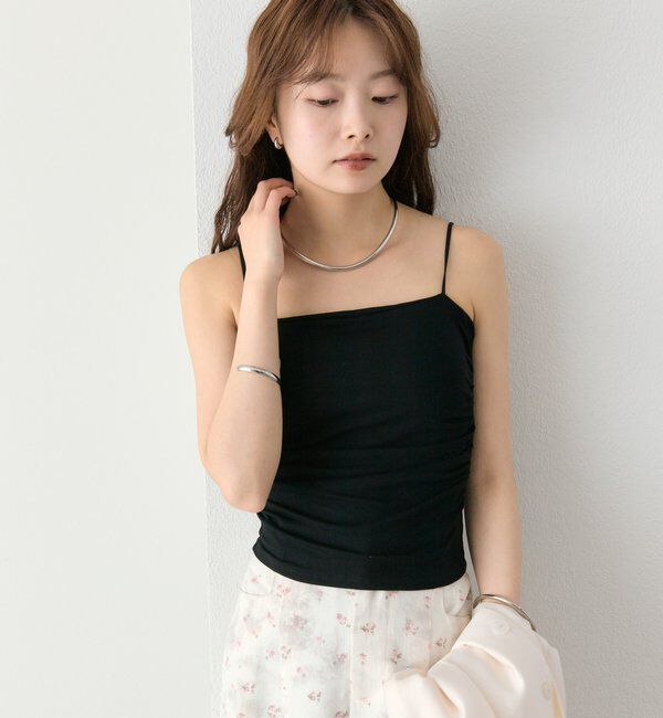  「パット付きサイドギャザーキャミソール」|キャミソール|
