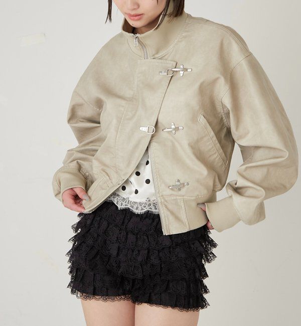  「ファイヤーマンショートブルゾン(フェイクレザー/デニム)」|ブルゾン・スタジャン|