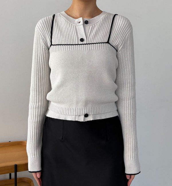  「メランジキャミSETカーディガン」|カーディガン|