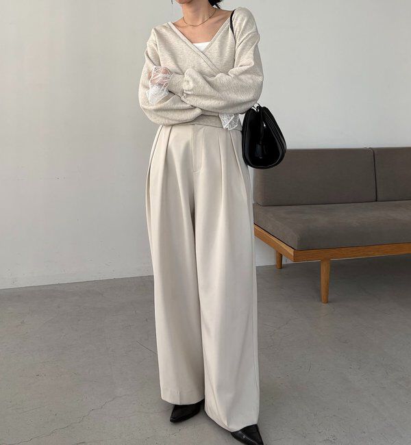  「【前後2WAY】カシュクール袖レーススウェット」|Tシャツ・カットソー|