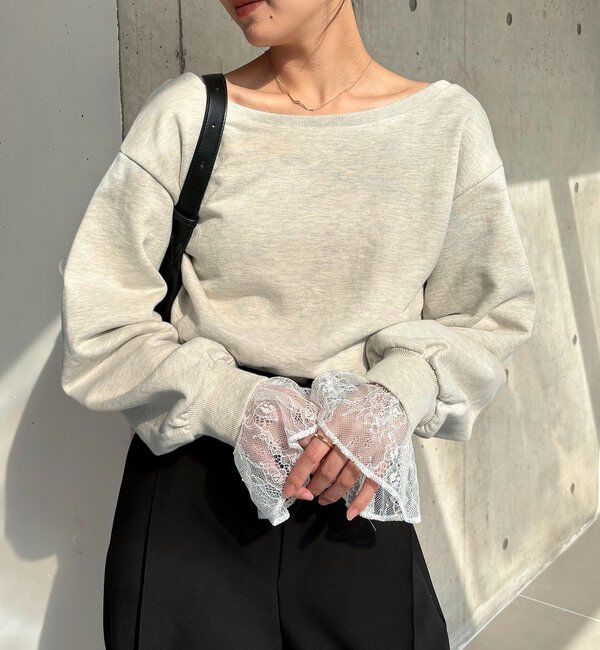  「【前後2WAY】カシュクール袖レーススウェット」|Tシャツ・カットソー|