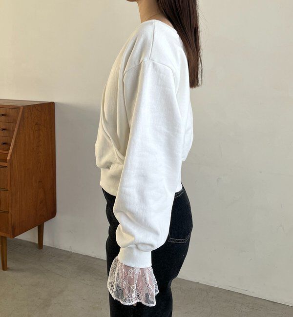  「【前後2WAY】カシュクール袖レーススウェット」|Tシャツ・カットソー|