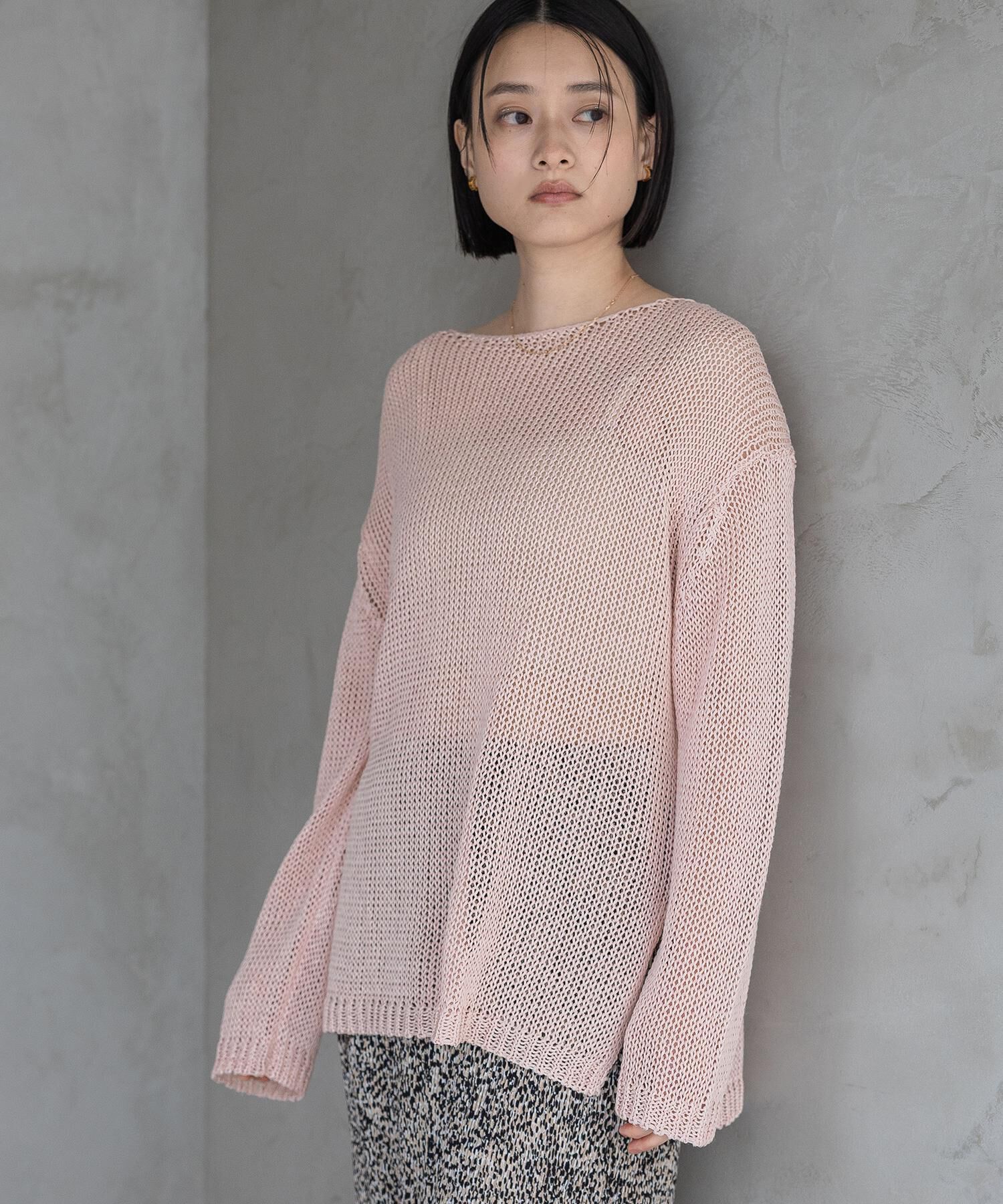 A part by 「リネンコンメッシュプルオーバー」|ニット・セーター|ピンク