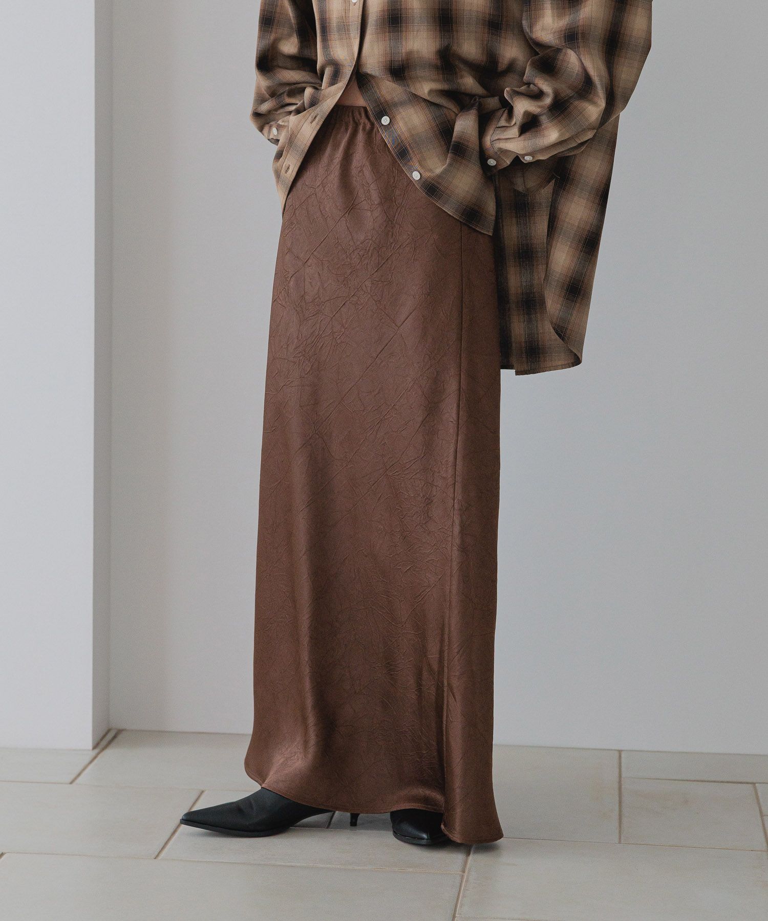 LOWRYS FARM「ストレッチサテンスカート」|スカート|