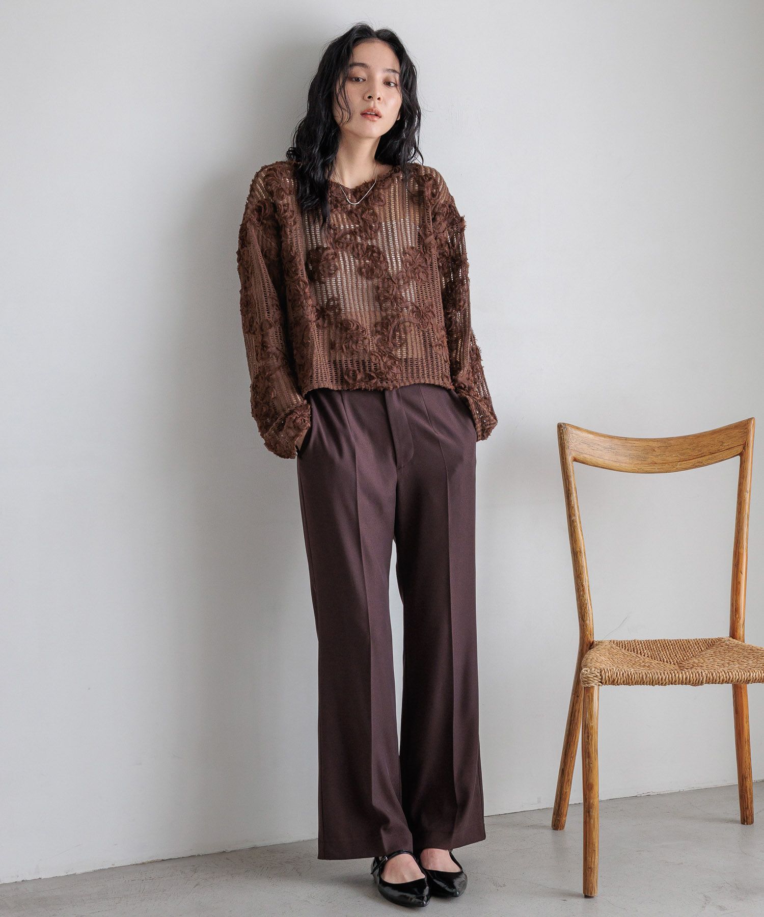 LOWRYS FARM「３ＤレースプルオーバーＬＳ」|Tシャツ・カットソー|